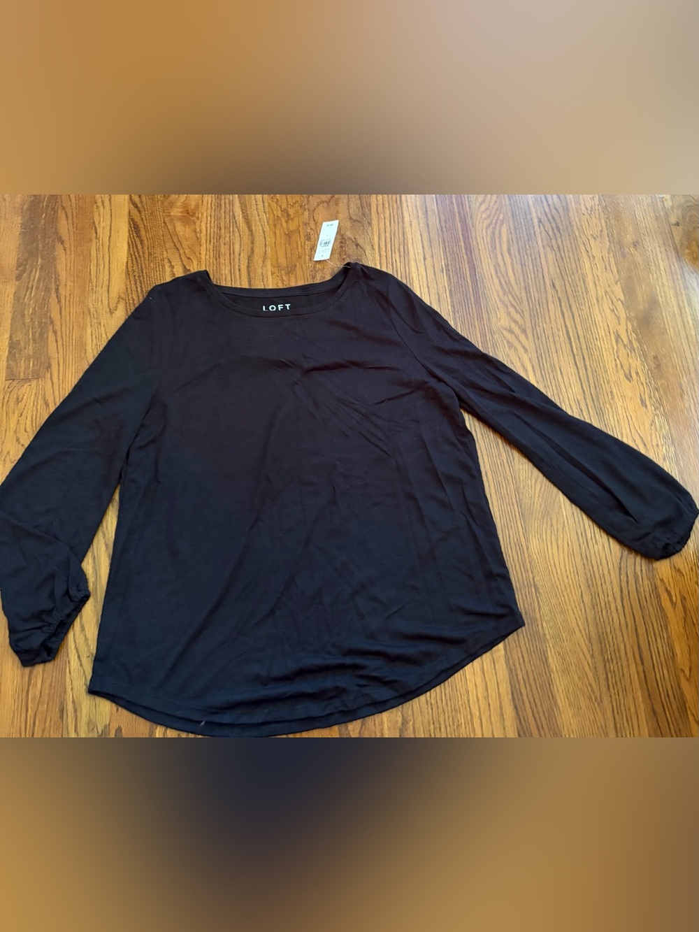 *LOFT Black Long-Sleeve Scoop Neck Tee